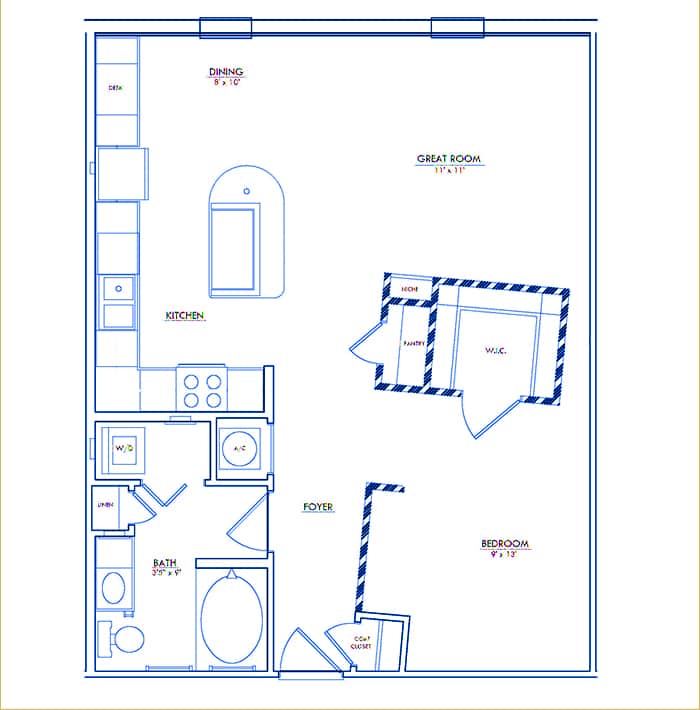 The Colefax Floor Plan at The Majestic at Downtown Baldwin Park - Luxury Apartments in Orlando Florida