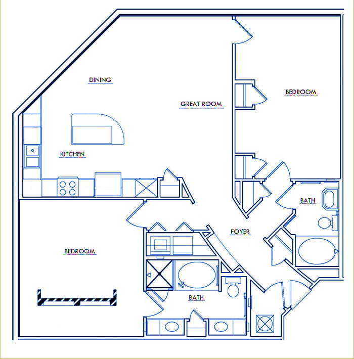 The Harrod Floor Plan at The Majestic at Downtown Baldwin Park - Luxury Apartments in Orlando Florida