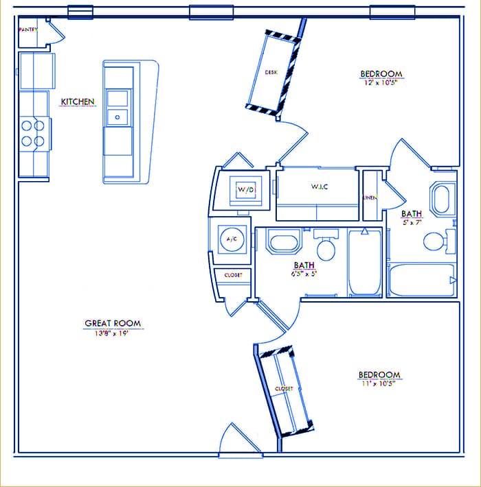 The Raleigh Floor Plan at The Majestic at Downtown Baldwin Park - Luxury Apartments in Orlando Florida