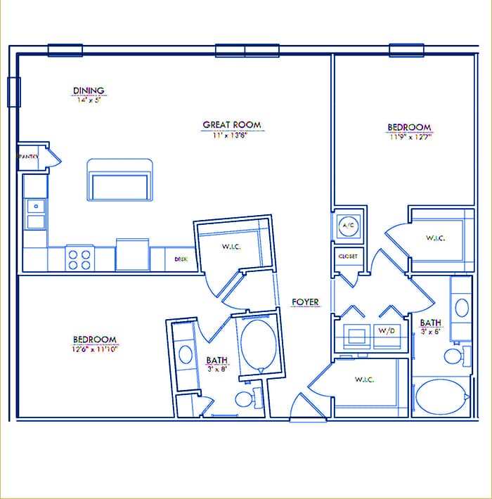 The Shaldon Floor Plan at The Majestic at Downtown Baldwin Park - Luxury Apartments in Orlando Florida